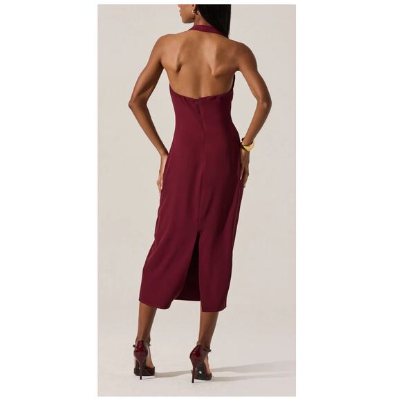 ASTR the Label Alanna Metal Buckle Detail Halter Neck Dress Size Medium - Picture 2 of 14